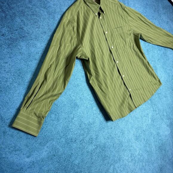 Eddie Bauer Men’s L Wrinkle-Free Green Button Down Shirt Cotton Long Sleeve - Picture 3 of 16